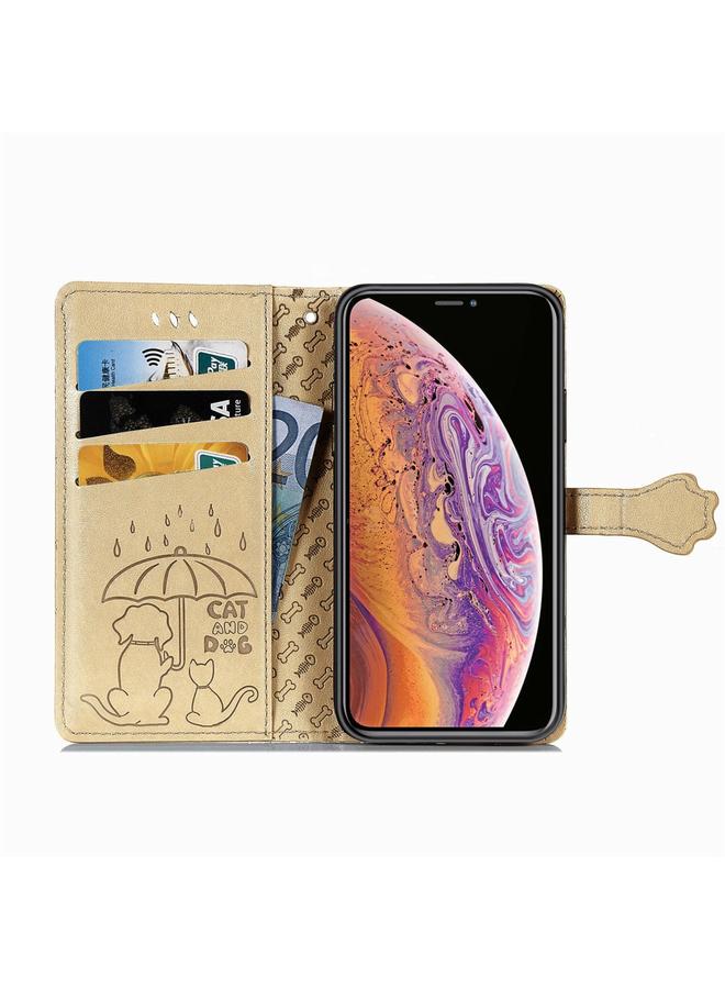 S-TOP Case For iPhone XR Cute Cat and Dog Embossed Horizontal Flip PU Leather Case with Holder / Card Slot / Wallet / Lanyard - Image 4
