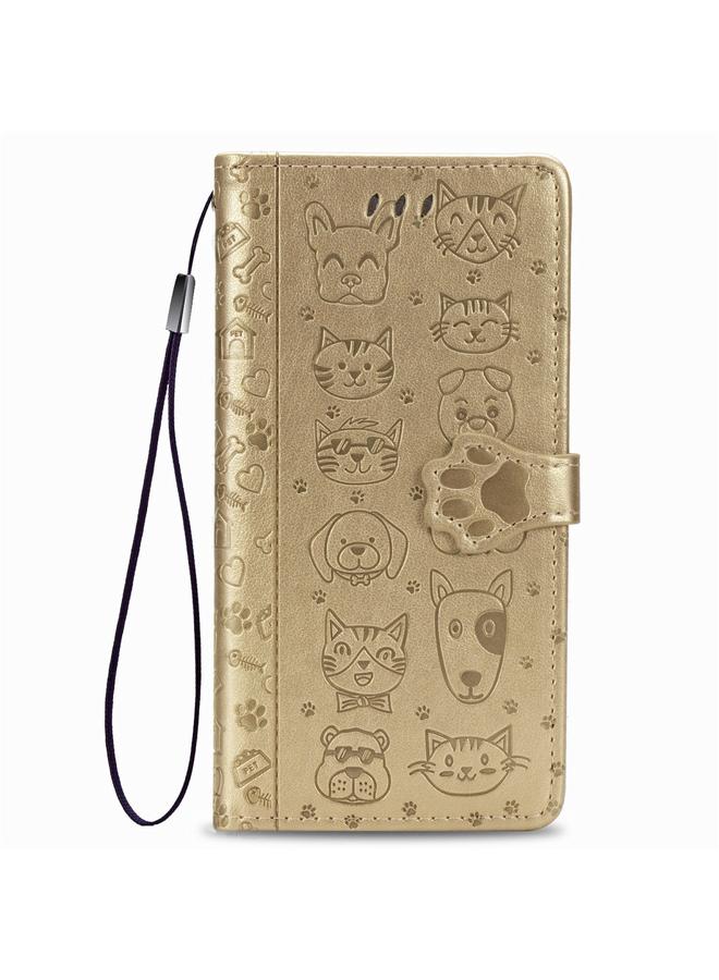 S-TOP Case For iPhone XR Cute Cat and Dog Embossed Horizontal Flip PU Leather Case with Holder / Card Slot / Wallet / Lanyard - Image 2