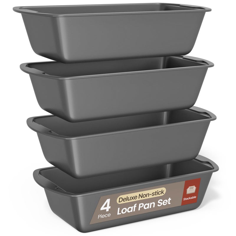 BAKKENMASTER Bakken- Swiss Loaf Pan Set 4-Piece - Deluxe Nonstick Carbon Steel Bakeware for Perfect Bread and Cakes â€“ Dishwasher Safe, Premium Pans for Home Baking - Image 1