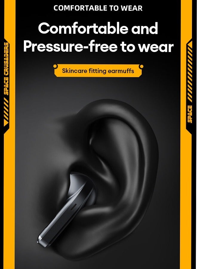 ترانسفورمرز سماعات أذن بلوتوث لاسلكية ترانسفورمرز TF-T12 للألعاب، عمر بطارية طويل، مع خاصية إلغاء الضوضاء والمكالمات باللون الأسود - Image 4