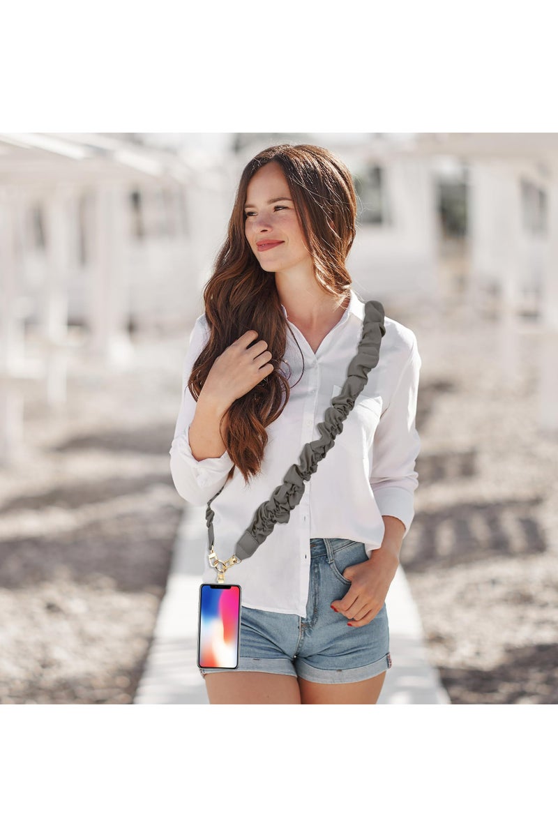 Dominy Phone Lanyard Crossbody, Scrunchie Cell Phone Strap with Metal Phone Tether Tab, Universal Phone Strap for Women - Image 2