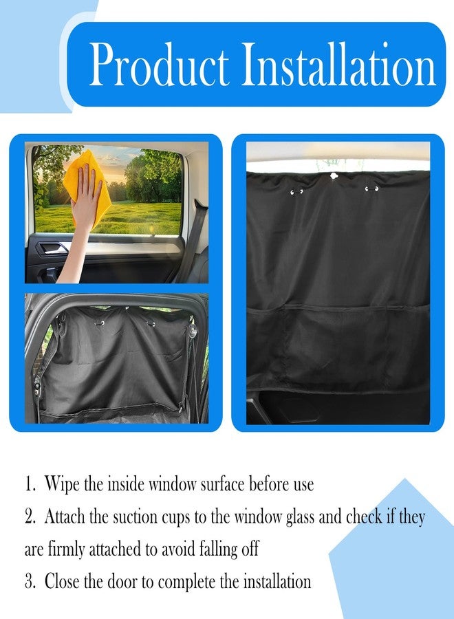Figpade 2PCS Rear Car Window Shades for Side Window,27.24x19.69 Car Sun Shade Side Windows for Shading & Storing with 7 Suction Cups on Each Piece & Pouch,Portable Cars Windows Shade for Baby - Image 4