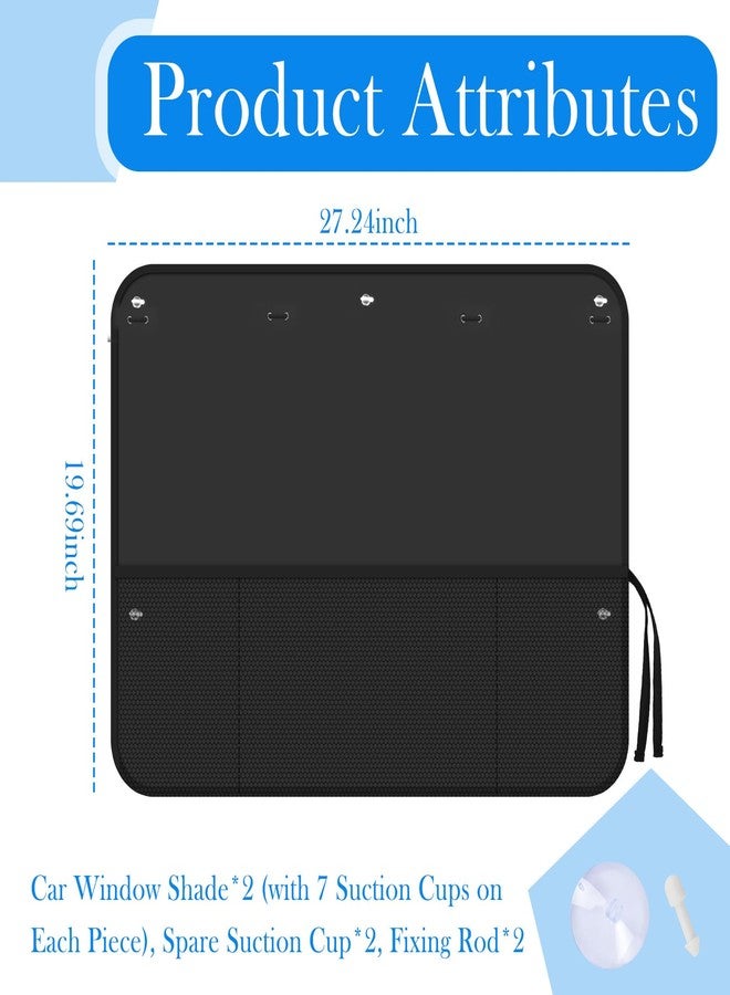 Figpade 2PCS Rear Car Window Shades for Side Window,27.24x19.69 Car Sun Shade Side Windows for Shading & Storing with 7 Suction Cups on Each Piece & Pouch,Portable Cars Windows Shade for Baby - Image 2