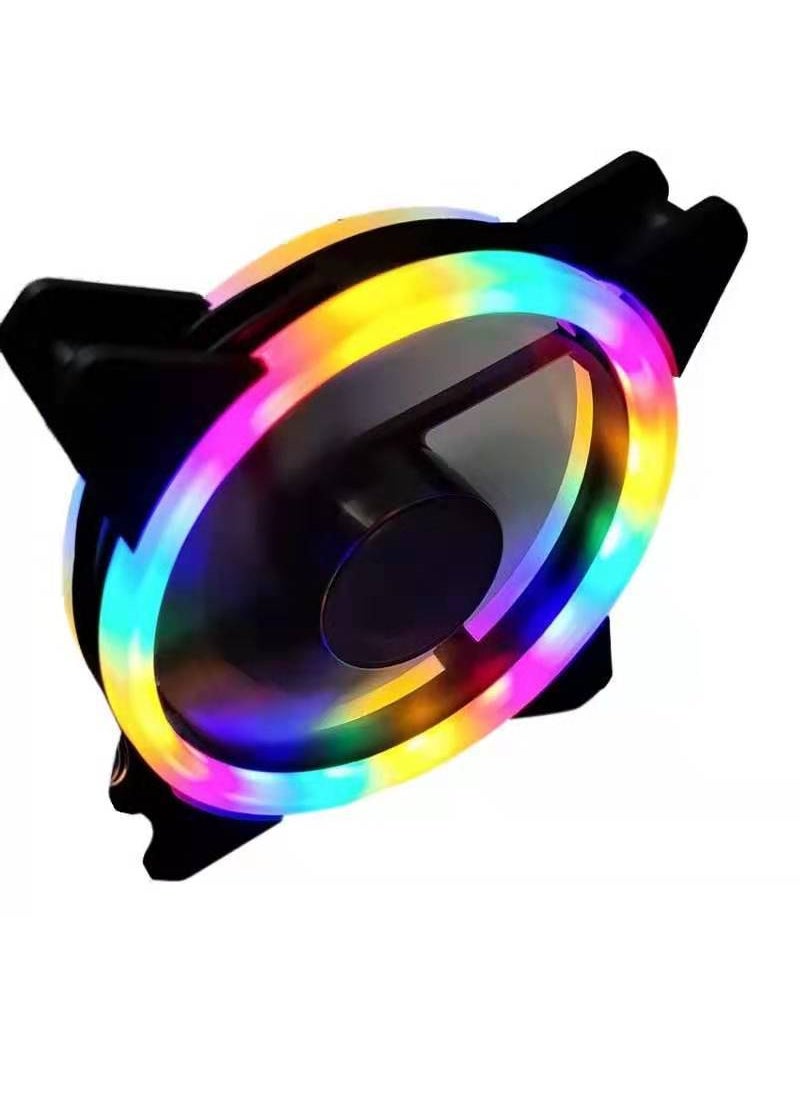 Generic Aurora Eclipse 16LED 12025 Dual Ring PC Case FanDouble Ring Rainbow Double Ring Rainbow 