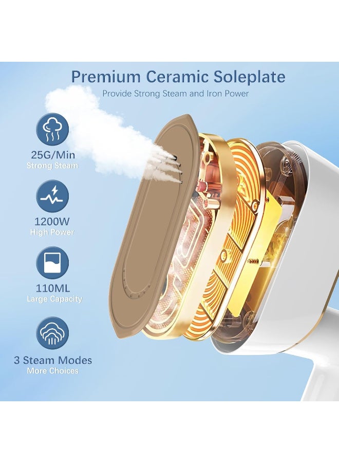 TFiOXL Travel Steamer for Clothes, Portable Travel Iron, 2 in 1 LCD Screen Hand Held Steamer for Clothes, 15S Fast Heat-up, 3 Steam Levels Output, 1300W Garment Steamer and Mini Iron for Travel & Home - Image 4