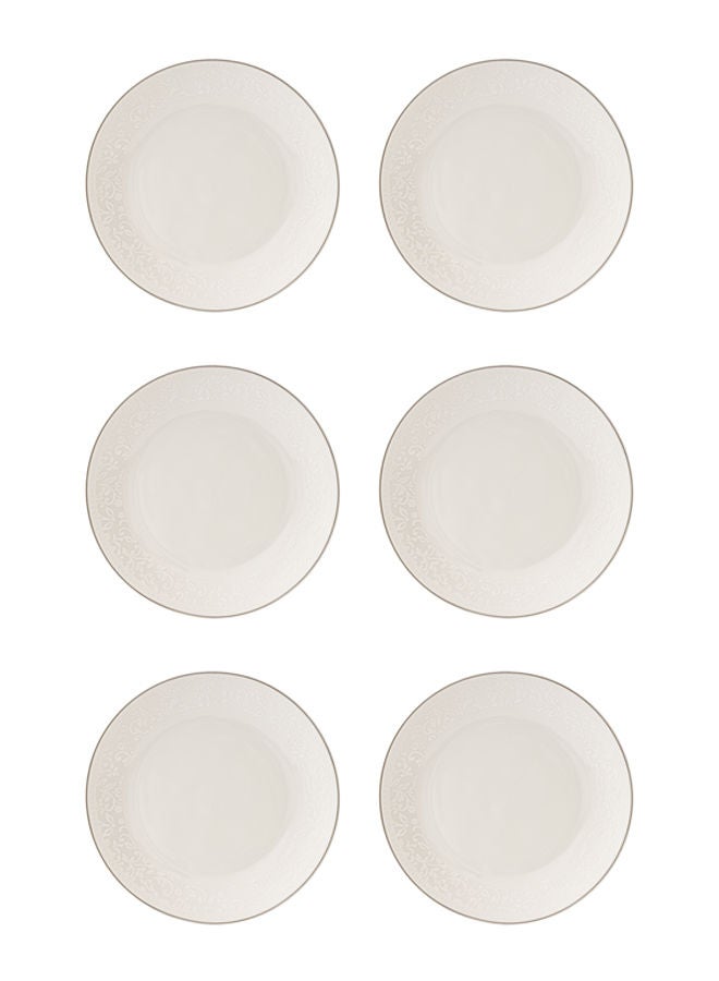 Celia 6-Piece Porcelain Deep Plates Set White 8 inch - Image 1