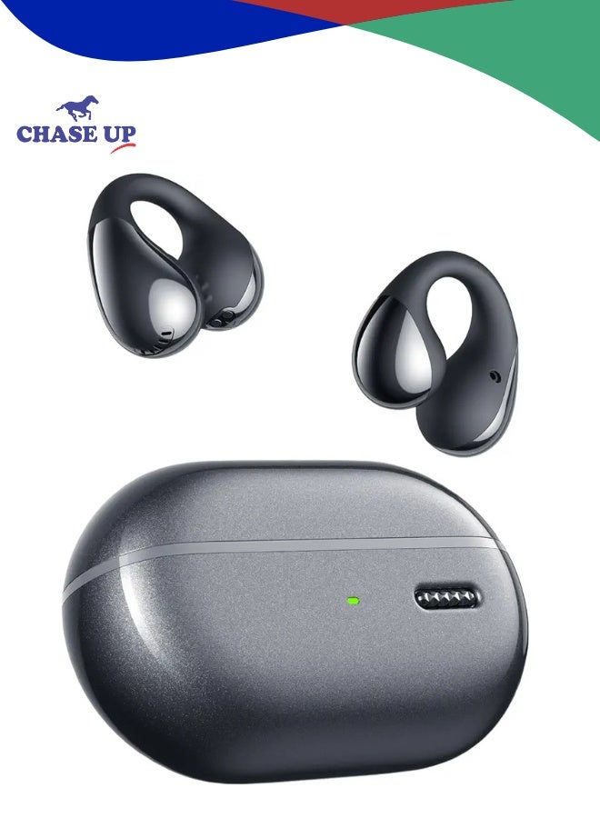 Chase Up PearlClip Pro Open-Ear Earbuds, Bluetooth 5.4 Clip On Headphones, IPX5 Waterproof, Wireless Earbuds with 24 Hours Playtime, APP Control for Running/Cycling/Fitness