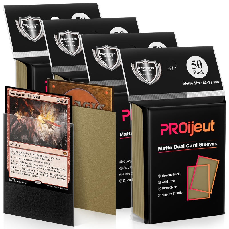 Proijeut 200 Pack Card Sleeves  Matte Dual Trading Card Sleeves With Opaque Back & Smooth Shuffle  Tear Resistant Card Protectors For Mtg  Tcg And Game Cards (Truth Brown) - Image 1