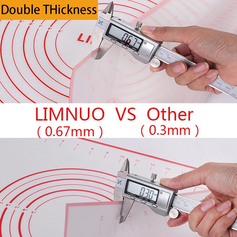 LIMNUO Silicone Baking Matï¼ŒNon Stick Rolling Dough with Measurements for Pie Pizza Cookies Fondant Makingï¼ŒExtra Thick Non Slip Silicone Pastry Mat - Image 5
