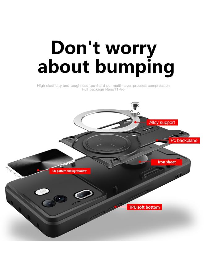S-TOP Case For OPPO Reno11 Pro 5G Global CD Texture Sliding Camshield Magnetic Holder Phone Case - Image 3