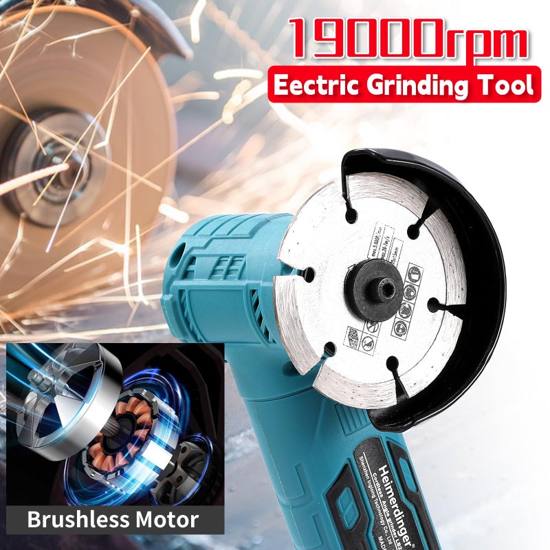 Heimerdinger Brushless Mini Angle Grinder Compatible with Makita 18V Battery(Not Included),Cordless Electric Grinding Tool,19500rpm Compact Power Handheld Cutter for Metal Grinding,Cutting - Image 3