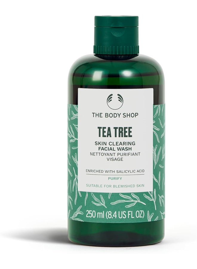 THE BODY SHOP Tea Tree Skin Clearing Facial Wash – Gel-to-Foam Cleanser with Salicylic Acid & Tea Tree Oil | Reduces Blemishes, Controls Excess Oil, Gently Exfoliates Dead Skin | Vegan, Dermatologically Tested, 250ml - Image 1