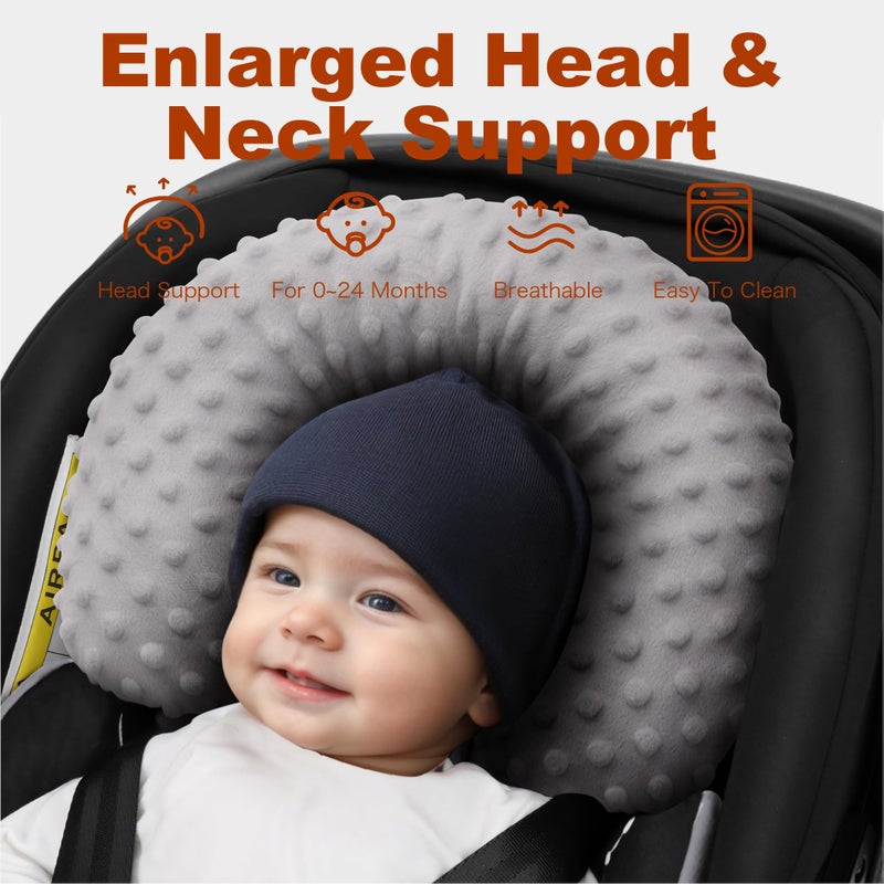 Pro Goleem Infant Car Seat Head Neck Body Support, Ultra-Soft Minky and Microfiber Newborn Car Seat Insert, Perfect for Car Seat, Stroller, 2-in-1 Reversible, for Boys and Girls, Gray - Image 3
