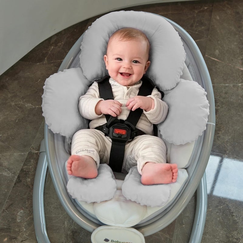 Pro Goleem Infant Car Seat Head Neck Body Support, Ultra-Soft Minky and Microfiber Newborn Car Seat Insert, Perfect for Car Seat, Stroller, 2-in-1 Reversible, for Boys and Girls, Gray - Image 4