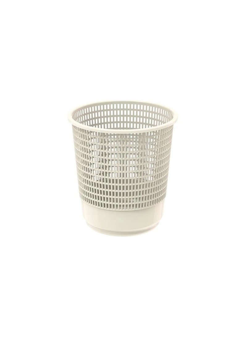 WASTE BASKET 15L DURABLE NET TYPE TRASH BIN PLASTIC WHITE