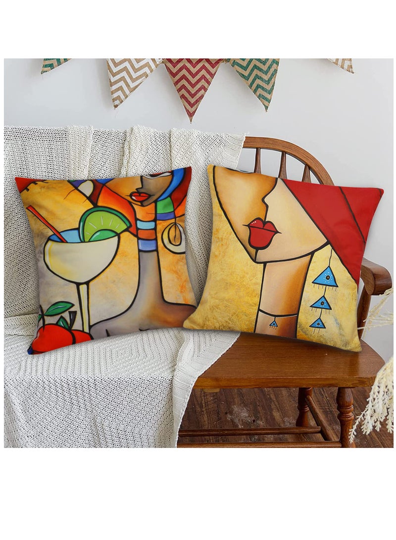 Set of 4 Modern Geometric Throw Pillow Covers 18x18 Inches Bohemian Style Cushion Cases for Home Living Room and Bedroom Decor - Image 4