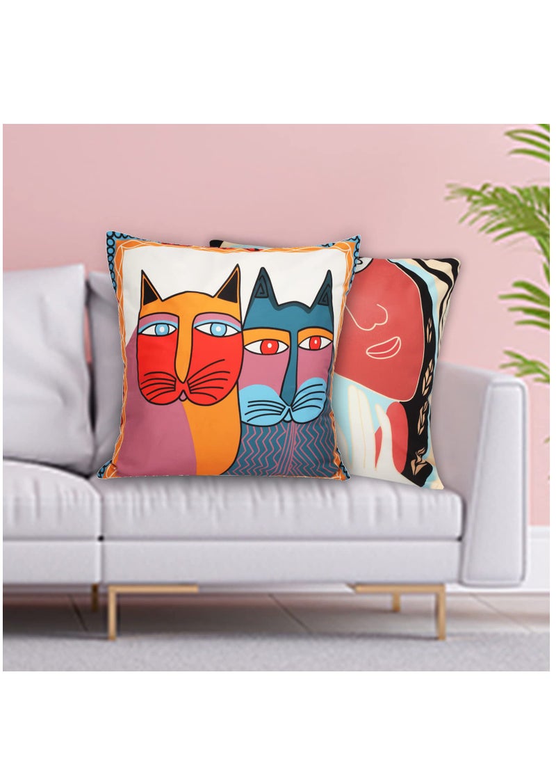 Set of 4 Modern Geometric Throw Pillow Covers 18x18 Inches Bohemian Style Cushion Cases for Home Living Room and Bedroom Decor - Image 5