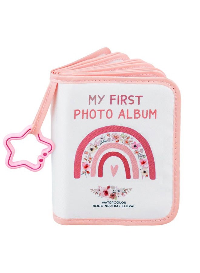 AUVCAS Baby's My First Photo Album Soft Photo Cloth Book, Boho Rainbow Baby Photo Album, Baby Photo Book with Safe Mirror, Baby Memory Album Shower Gift for Newborns Toddlers & Kids, 4x6 Inch Photos. - Image 1