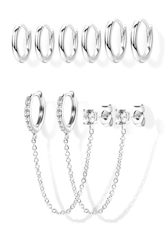 Poxtex Small Gold Huggie Hoop Earrings Set for Women Men Hypoallergenic 14K Plated Stack Cartilage Earrings, Multiple Piercing Lightweight Mini Thin Cute Dainty Trendy Jewelry Set Christmas Gifts for Women - Image 1