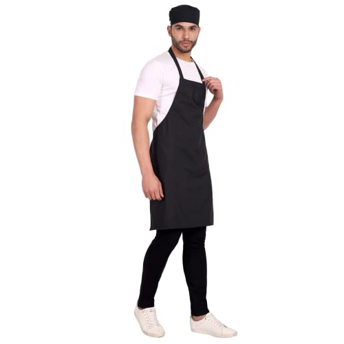uniformer Black Chef Apron And Cap For Mens And Womens Suitable For Catering Colleges, Schools, Restaurants, Pubs, Cafes, Commercial, Kitchens, Hotels, Baking Party Etc. - Image 3