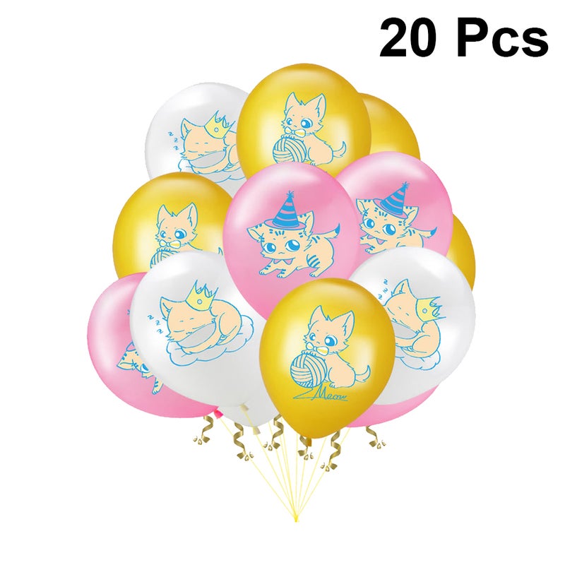 20PCS Birthday Balloons Decor Lovely Cat Latex Balloons Pet Themed Balloon Decor Festival Cartoon Cat Party Supplies for Home Festival Decor Style 1 - Image 1