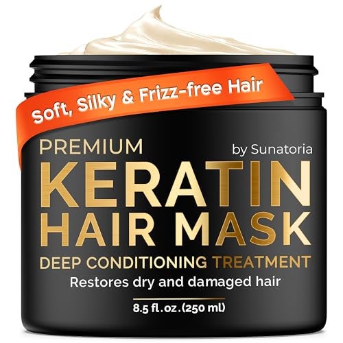 SUNATORIA Keratin Hair Mask  Deep Conditioner for Dry Damaged Hair  Hydrates Repairs Nourishes  Keratin Hair Treatment  Deep Conditioning Hair Mask  Keratina Mascarilla Para el Cabello
