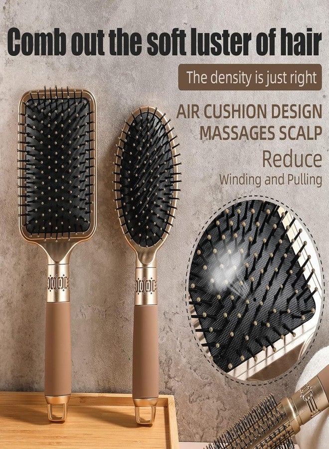 FWQPRA Hair Brush for Women and Men, 3Pcs Paddle Brush Detangling Brush Hair Comb Set for Long Thick Thin Curly Hair, Hairbrush Great On Wet or Dry,(Gold) - Image 4