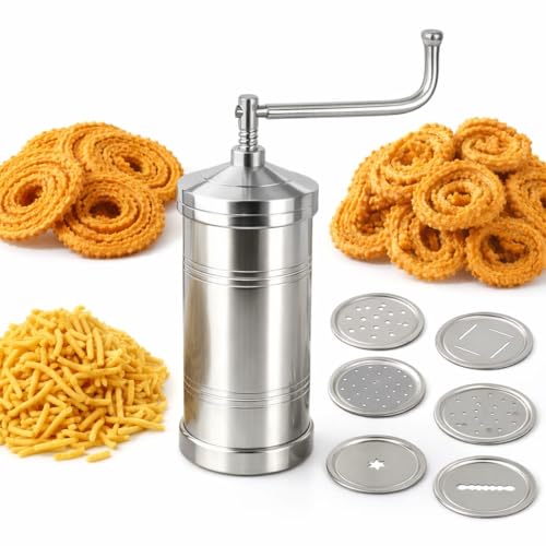 faas Chakli Press Maker Machine for Kitchen Tools/Sancha/Murukku/Bhujia/Idiyappam/noolputtu/Sevanazhi Sevaiya/janthikalu/bhujia Stainless Steel/Making Different Types/Free 6 Different Jalis. - Image 1