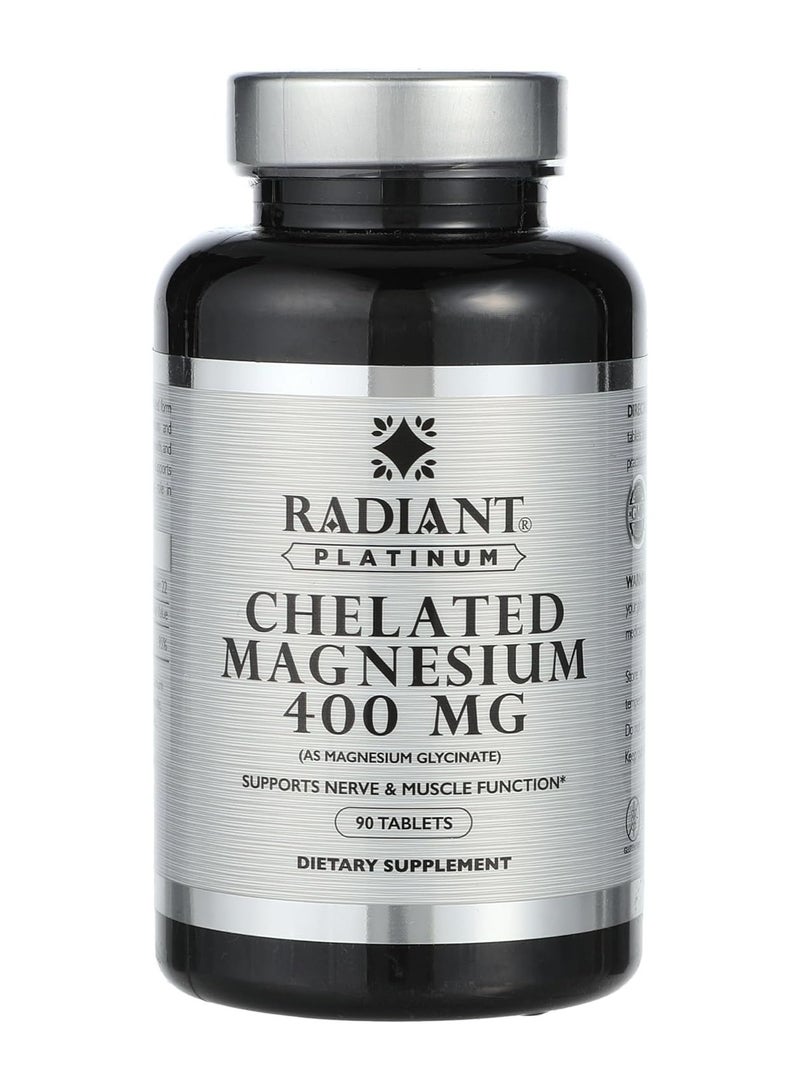 Radiant Platinum Chelated Magnesium 400 Mg Supports Nerve And Muscle Function Helps Energy Production And Bone Health 90 Tablets - Image 1