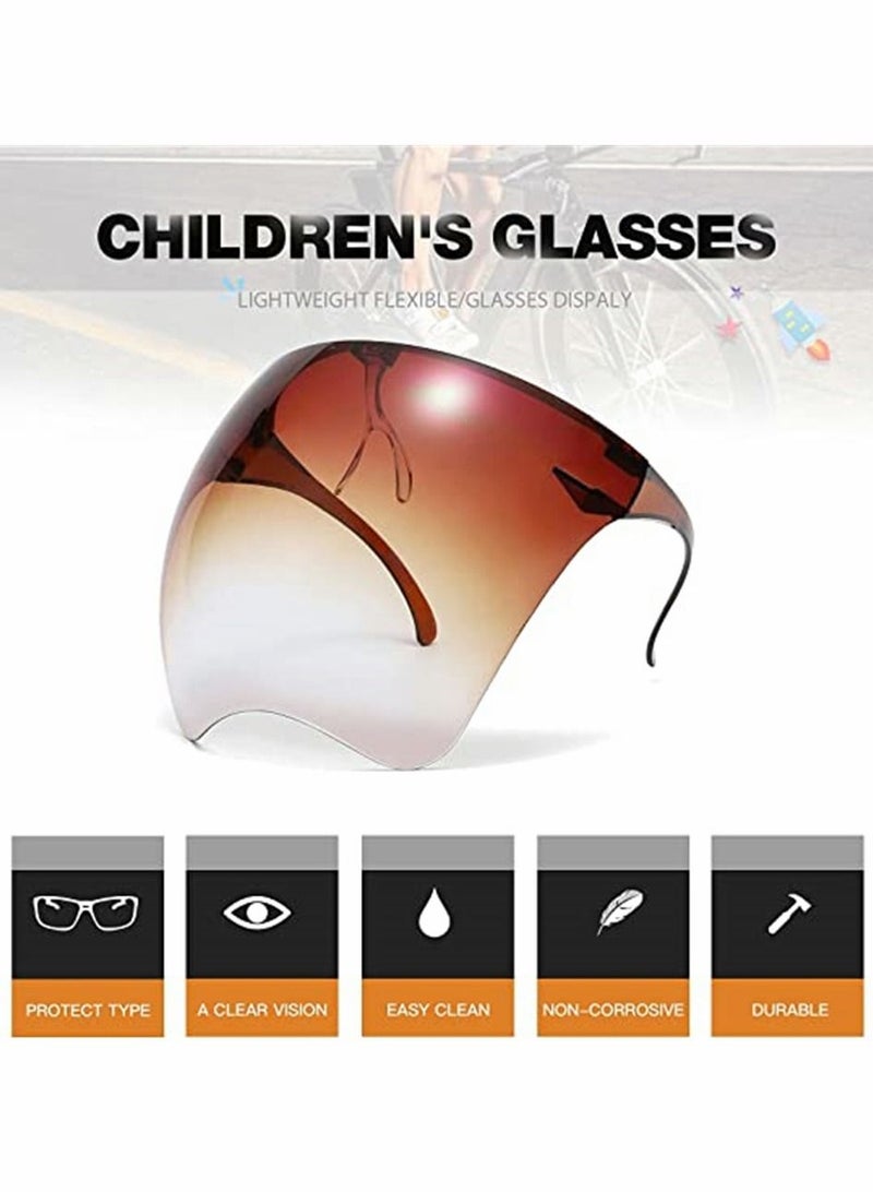Y&D Face Shield, Kid Goggle Sunglasses Visor Full Cover Daily Protective Eyewear, Reusable Anti-Saliva Anti-Fog Windproof Dustproof Dark Brown, 1 Pcs - Image 4