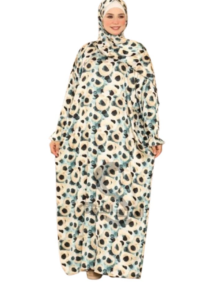 Caesar Prayer and Home Wear Isdal in Armani Satin with Simple Design – Attached Scarf, Free Size - Image 2