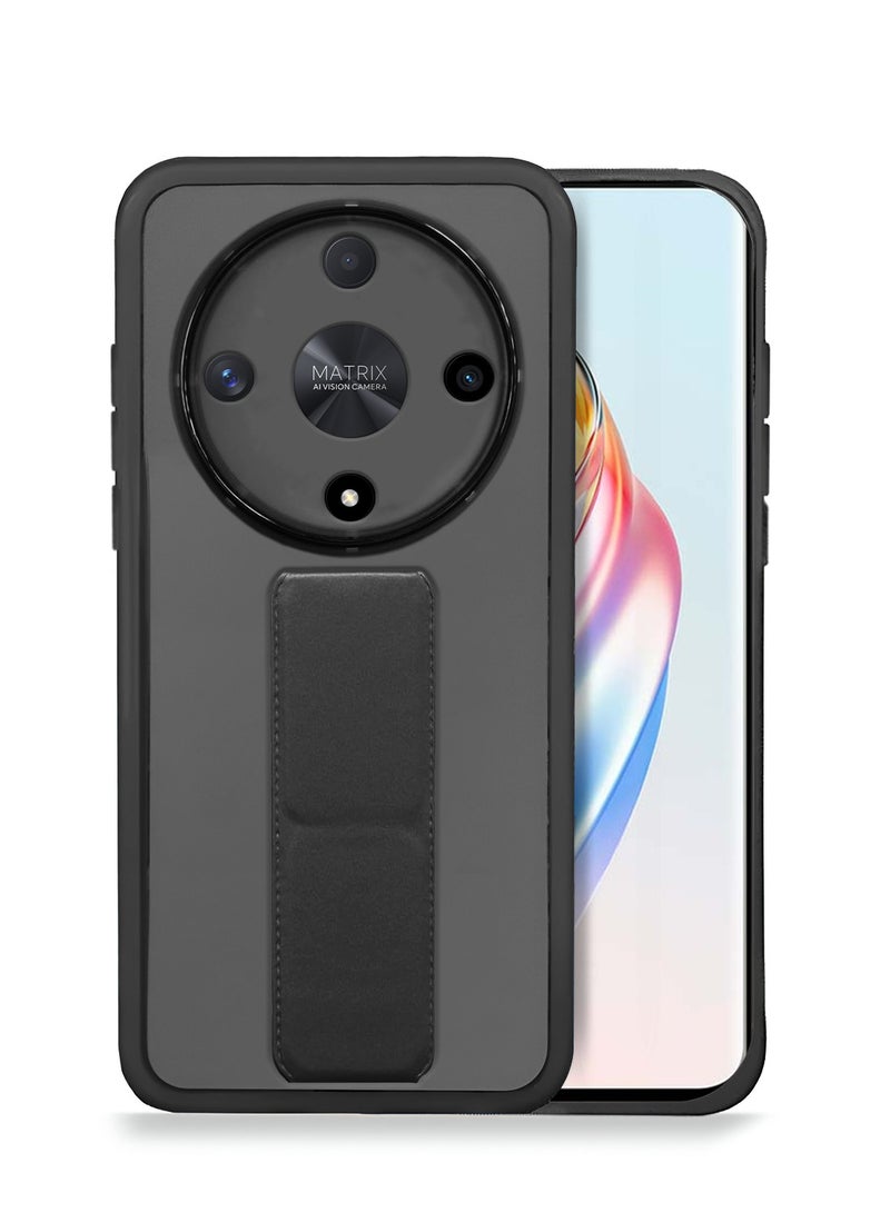 دبليو تيك هونر X9b 5G 2023 غطاء جراب هاتف مدرع فاخر مقاوم للصدمات غير لامع شفاف بقبضة مغناطيسية - أسود - Image 1