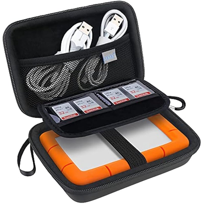 Hard Drive Carrying Case for LaCie Rugged Mini/Rugged Thunderbolt USB 3.0 2.0 USB-C External Hard Drive Portable HDD 1TB 2TB 4TB 5TB EVA Shockproof Protective Storage Holder Travel Bag, Black - Image 1