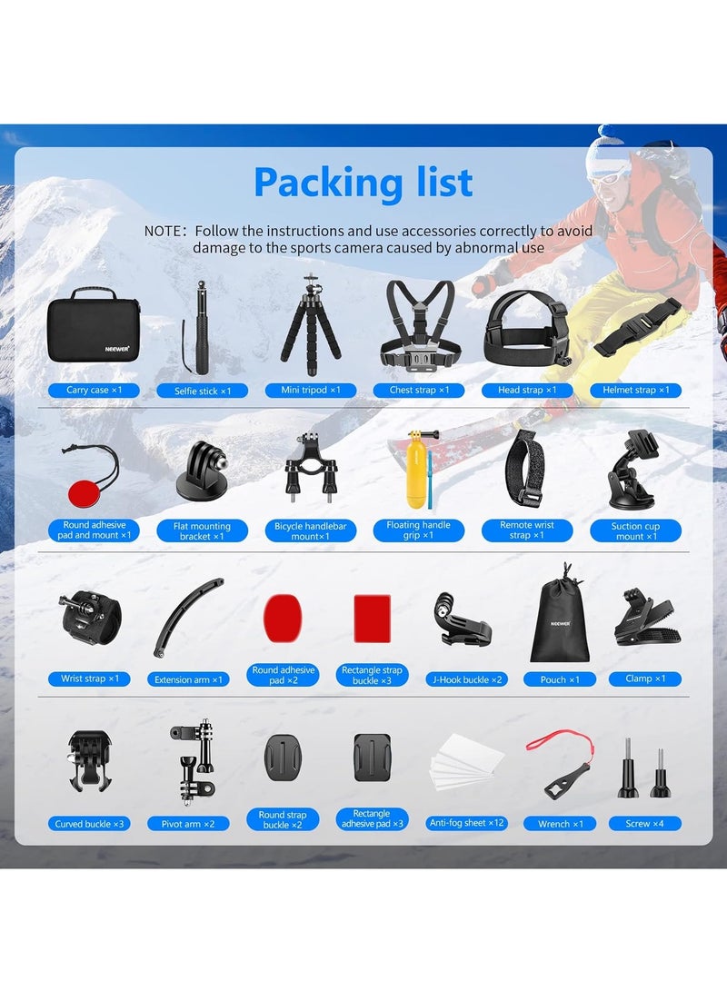 50 in 1 Action Camera Accessories Kit for GoPro Hero13/12/11/10/9/8/7, Compatible with Session Gopro Max Insta360 Xiaomi Yi DJI AKASO Campark Action Camera - Image 2