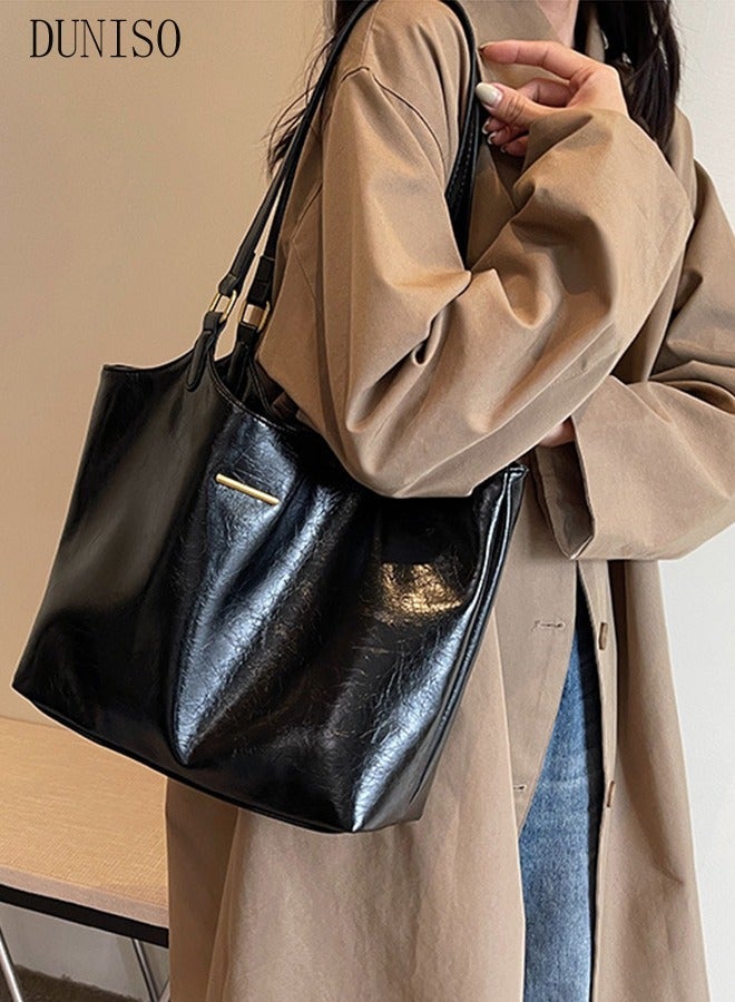 DUNISO Women's Shoulder Tote Bag Faux Leather Handbag for Women Large Capacity Messenger Fashionable Travel Shoulder Bag for Ladies Girls College Students - Image 2
