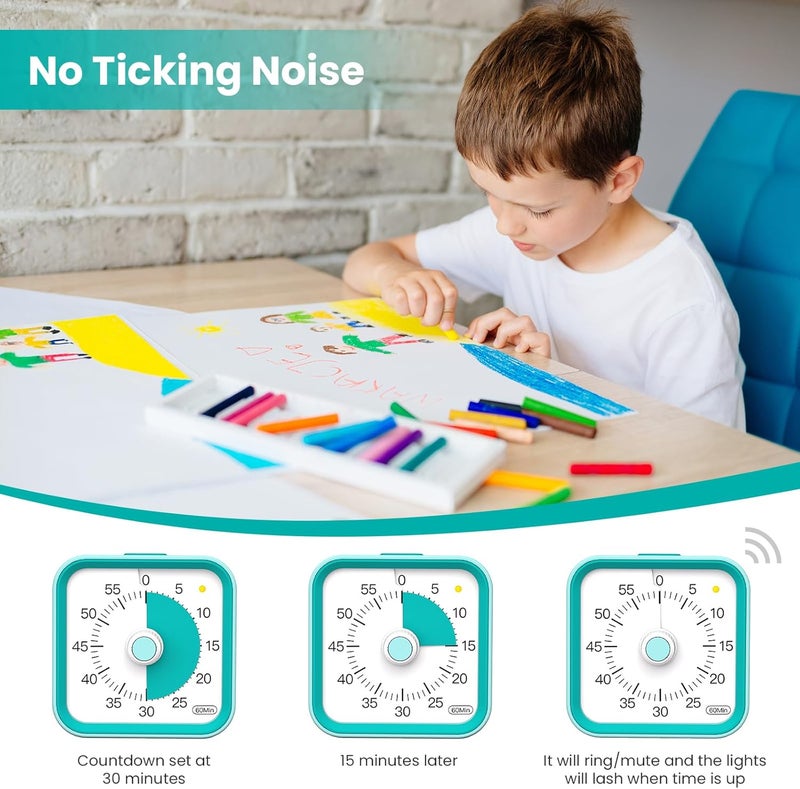InfPokid Visual Timer with Pause Function for Kids and Adults, Productivity Timer for Study, Teaching, Kitchen Cooking, Office Meetings, Time Management for ADHD (Green) - Image 5