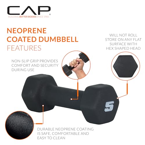 CAP Barbell 60 lb Neoprene Hex Dumbbell Weight Set with a Vertical A-Frame Rack - Black - Image 2