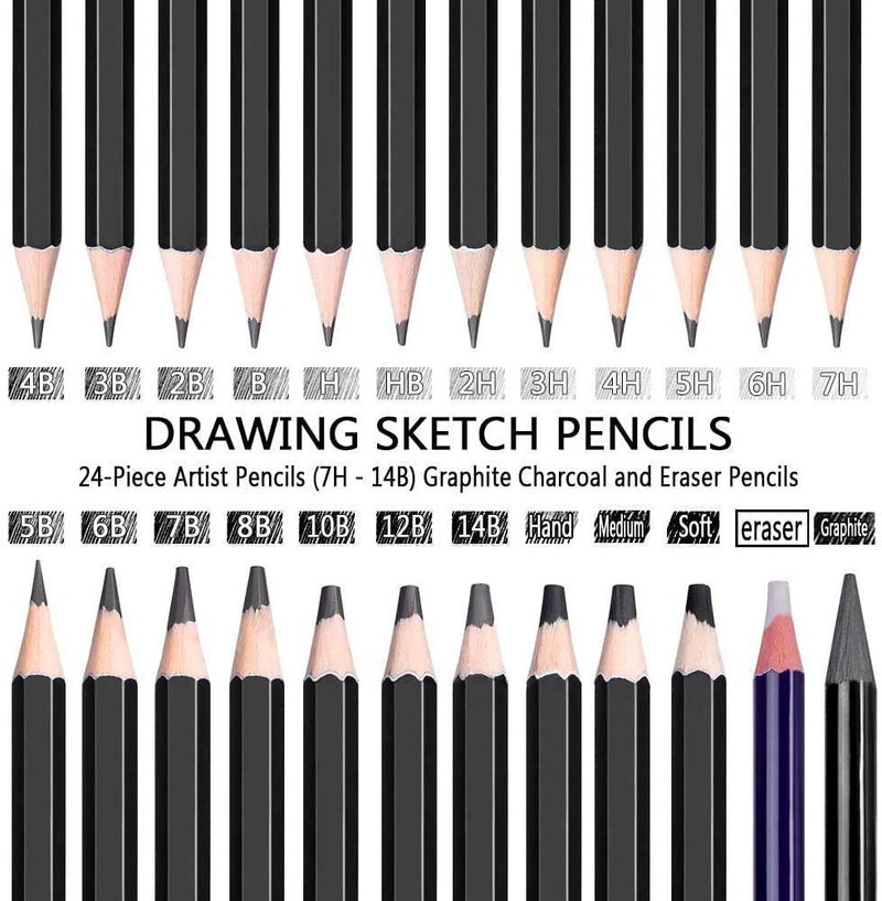 Art Ranger Art Sketching Kit Graphite Charcoal Drawing Pencil Set For Artist Kit Painting Shading Sketch Kit For KidsAdults With RollUp Case35 PcsContainsGraphite Pencil Charcoal PencilWoodless GraphiteEraser PencilPaper StumpPencil ExtenderSand Paper Kneadable EraserDetail Knife - Image 3