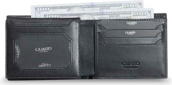 Guard Knitted Patterned Black Leather Men's Wallet  - Image 2
