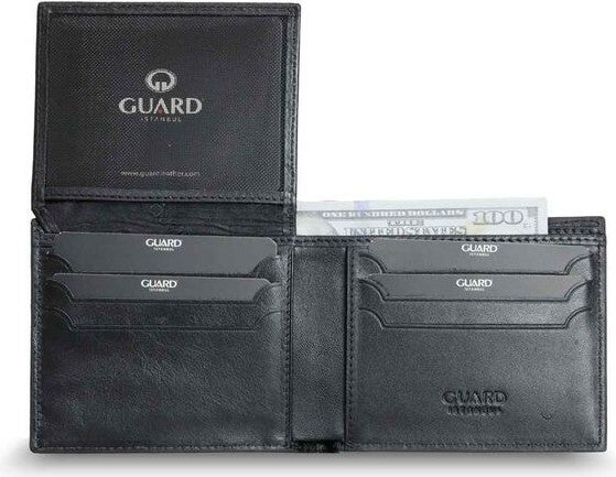 Guard Knitted Patterned Black Leather Men's Wallet  - Image 3