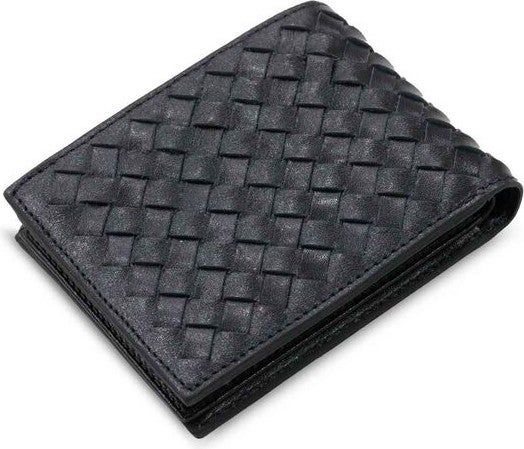 Guard Knitted Patterned Black Leather Men's Wallet  - Image 1