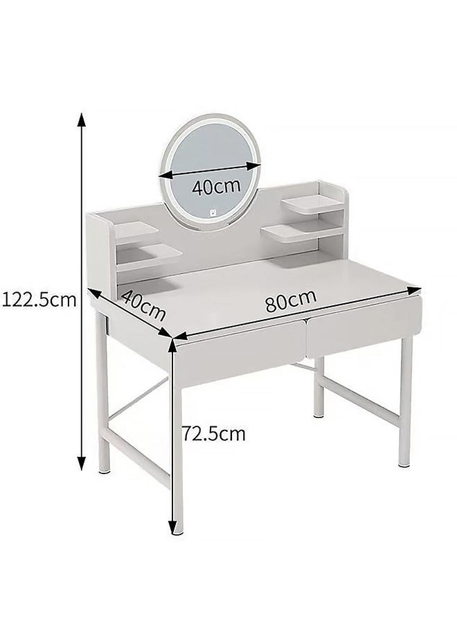 JCB CHIC طاولة زينة مع أضواء، طاولة مكياج مع خزانة تخزين، مرآة للتزيين مع 3 ألوان إضاءة، مكتب مكياج متعدد الوظائف متعدد الوظائف مع درجين للمنزل (RJ80CK) - Image 2