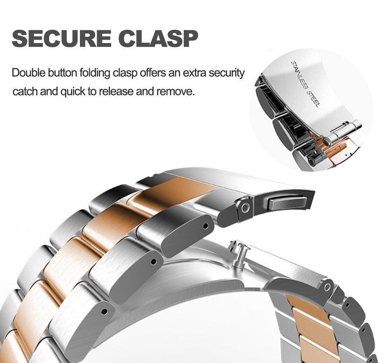 DEALELE Bands Compatible with Samsung Galaxy Watch 46mm / Galaxy 3 45mm, 22mm Stainless Steel Metal Replacement Strap for Huawei Wacth GT5 / GT5 Pro / 4/4 Pro / GT4 / 3/3 Pro / GT3 46mm - Image 3