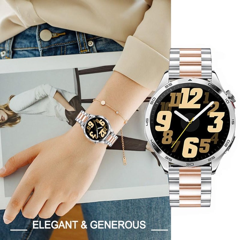 DEALELE Bands Compatible with Samsung Galaxy Watch 46mm / Galaxy 3 45mm, 22mm Stainless Steel Metal Replacement Strap for Huawei Wacth GT5 / GT5 Pro / 4/4 Pro / GT4 / 3/3 Pro / GT3 46mm - Image 5