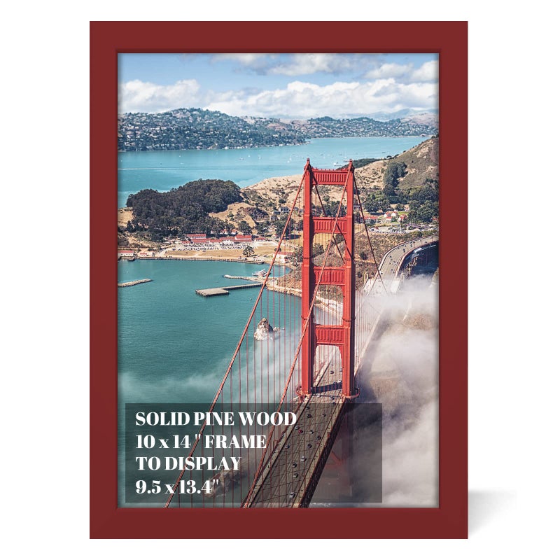 Soniuong 10x14 inch Wood Picture Frames for Wall Hanging Diamond Painting Frames Rectangle Baby Scan Picture Frame for Family Walls Decoration Anniversary Wedding Christmas Halloween Shower Certificate (Red) - Image 1