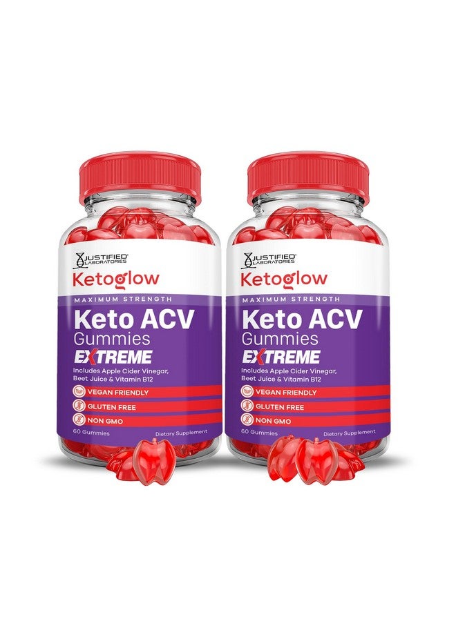 Justified Laboratories (2 Pack) Keto Glow Keto ACV Gummies Extreme 2000MG Ketoglow Keto Gummies Apple Cider Vinegar Formulated with Pomegranate Beet Juice Powder B12 Vegan Non GMO 120 Gummys - Image 1