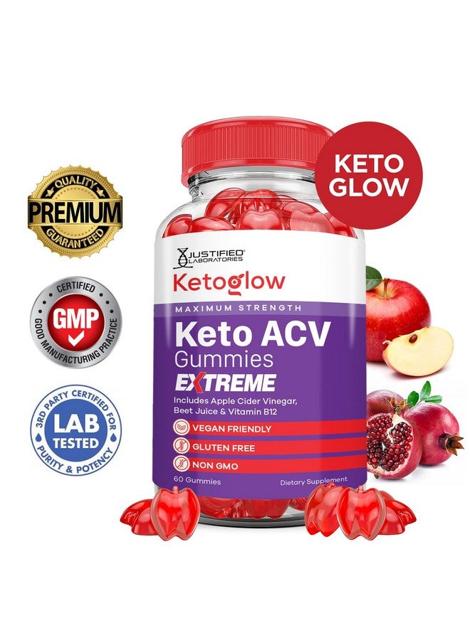 Justified Laboratories (2 Pack) Keto Glow Keto ACV Gummies Extreme 2000MG Ketoglow Keto Gummies Apple Cider Vinegar Formulated with Pomegranate Beet Juice Powder B12 Vegan Non GMO 120 Gummys - Image 2