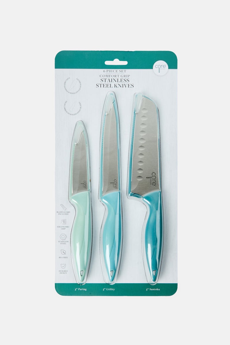 Core Kitchen 6 Pieces Comfort Grip Stainless Steel Knives, Multicolor - Image 1