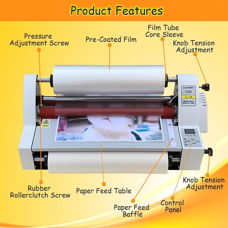 Digital Thermal Roll Laminator for Hot and Cold Use, 4 Rollers Ideal for School and Office,V480 - Image 2
