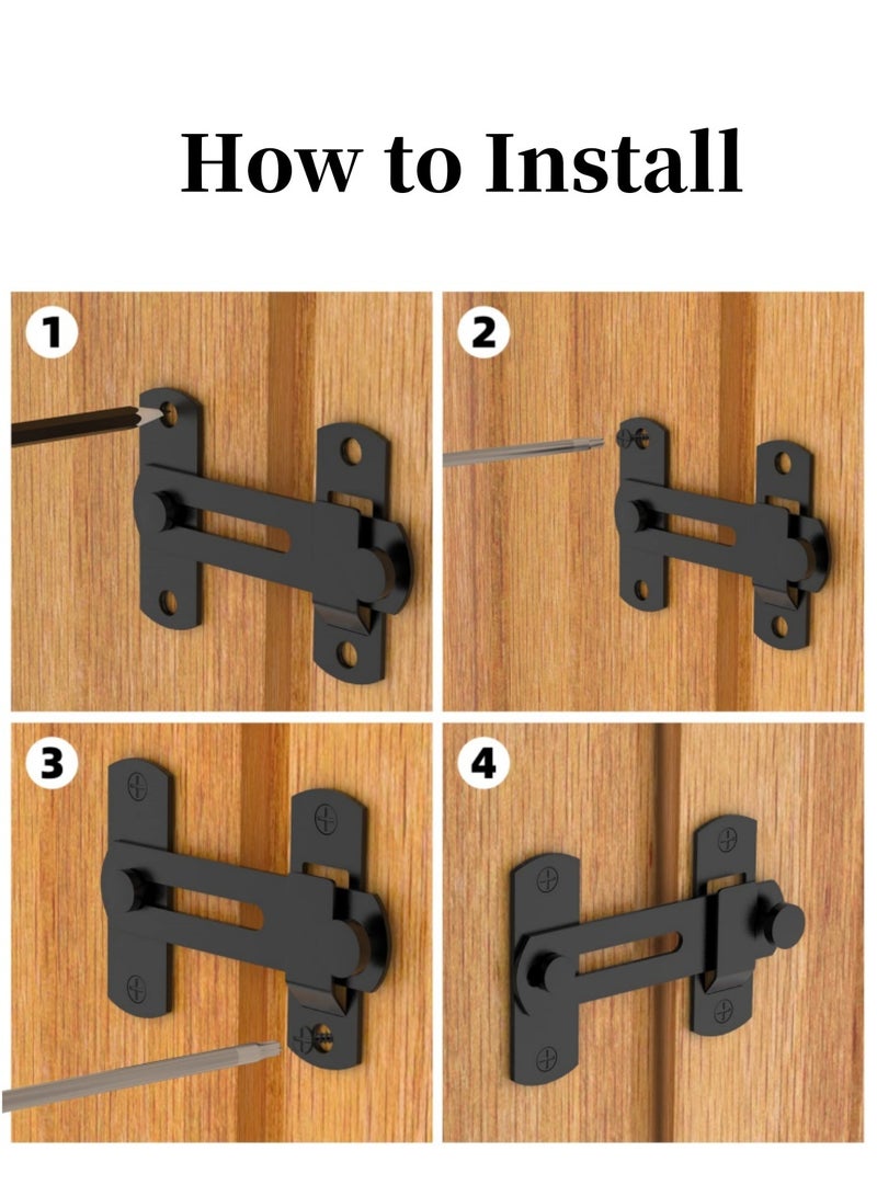 Mmmon Stainless Steel Door Lock - 180° Flip Sliding Door Latch for Garage, Bathroom, Outdoor Use, Bathroom Privacy Lock, Secure Door Latch for Inside - Image 3